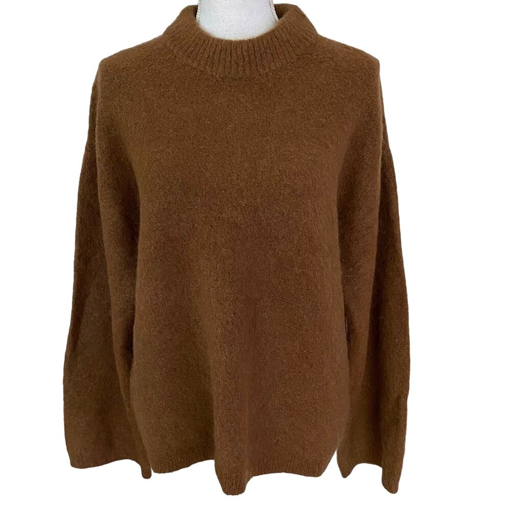 NEW H&M Size XS Wool Mohair Blend Boxy Fit Sweater Oversized Brown